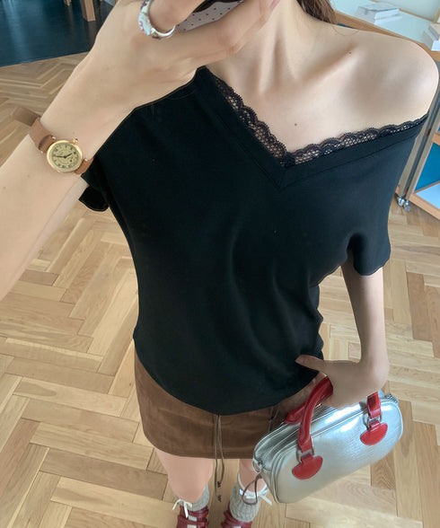 VネックTシャツ春夏 半袖トップス韓国風 レディース 半袖カットソー 着やせtシャツ大人可愛い おしゃれ夏服 カジュアルトップス フェミニントップス 無地 617SY-005